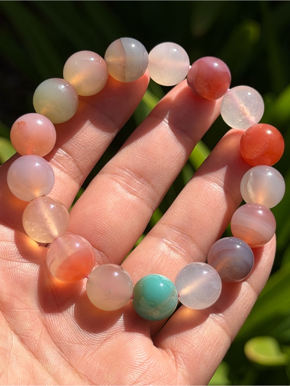 Handmade Pink & Turquoise Beaded Stretch Bracelet Palo